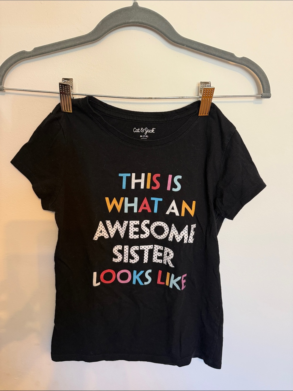 Cat & Jack Black Tee with Colorful 'Awesome Sister' Graphic